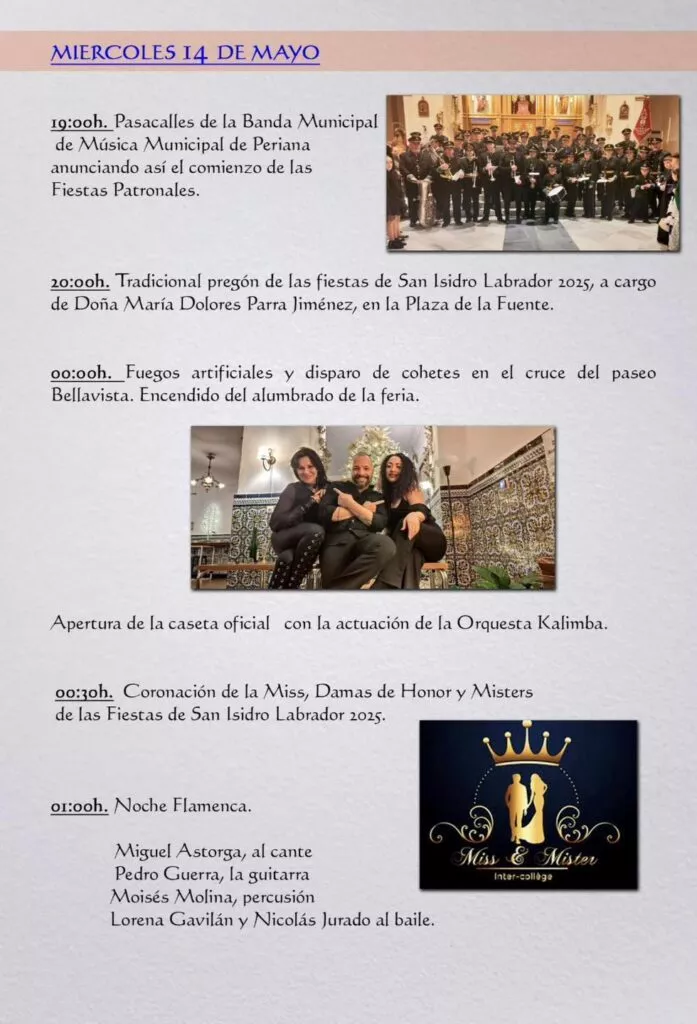 periana fiesta san isidro y romeria 2025 actuaciones 1