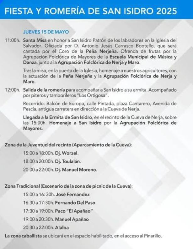 Romeria-de-San-Isidro-Nerja-programa-2025-actuaciones-recorrido-de-la-romeria