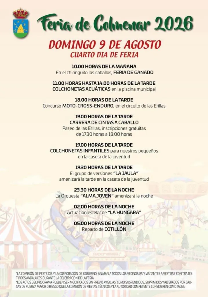 colmenar fair 2026 programme