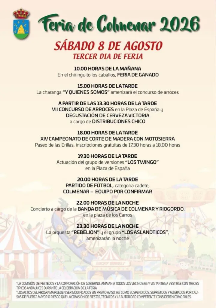 colmenar fair 2026 schedule