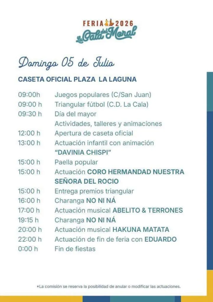 feria cala del moral 2026 actuaciones