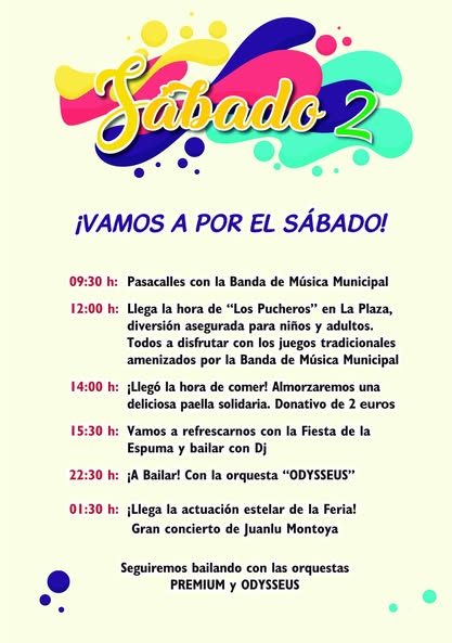 feria de canillas de albaida programa 2025 sabado agosto
