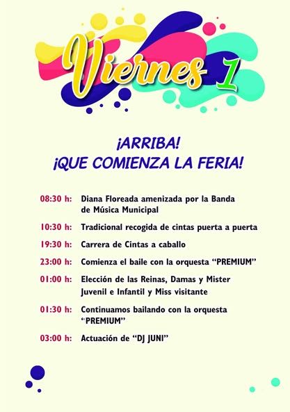 feria de canillas de albaida programa 2025 viernes agosto