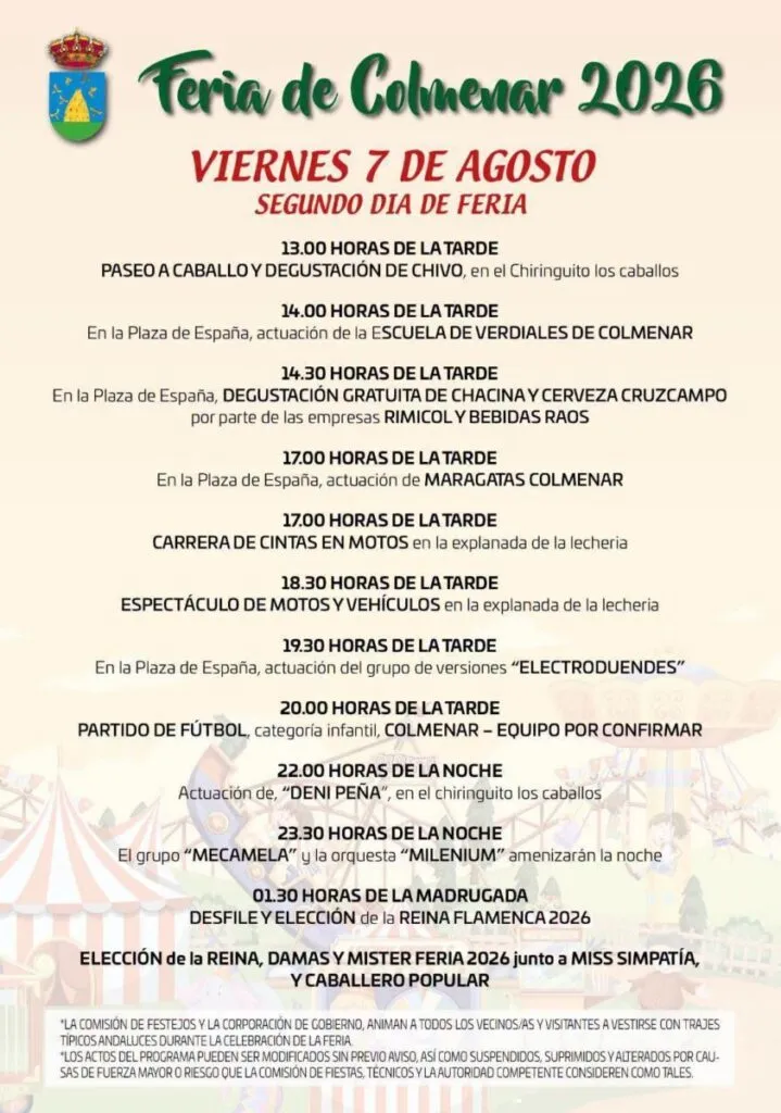 feria de colmenar 2026 programacion