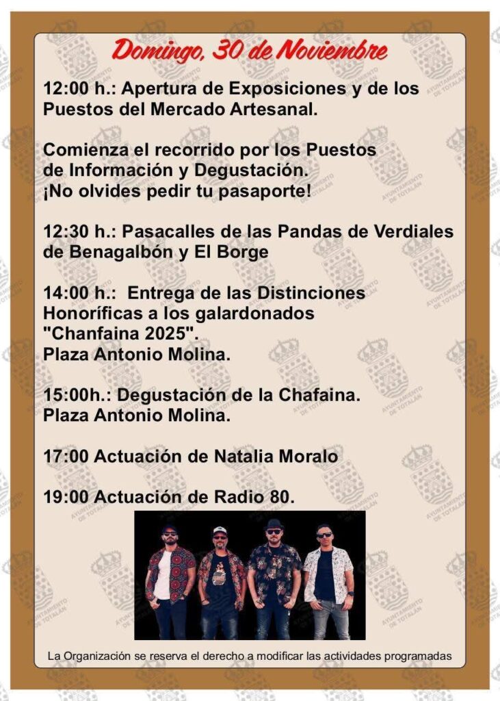 fiesta de la chanfaina 2025 en totalan programacion