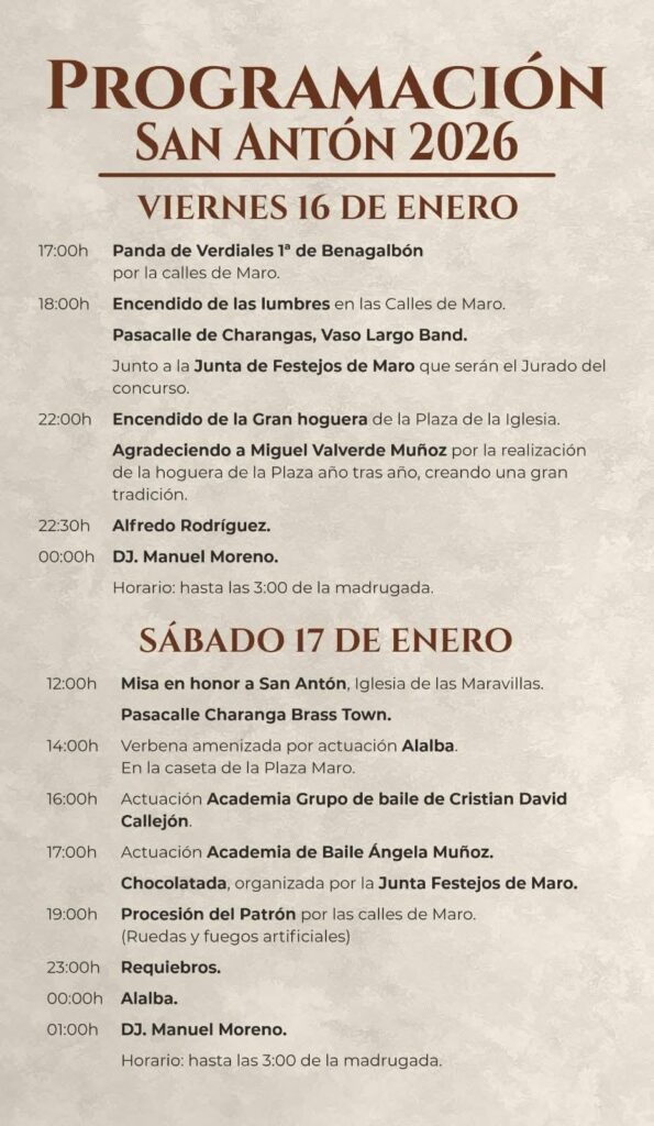 nerja san anton 2026 en maro programa y actuaciones