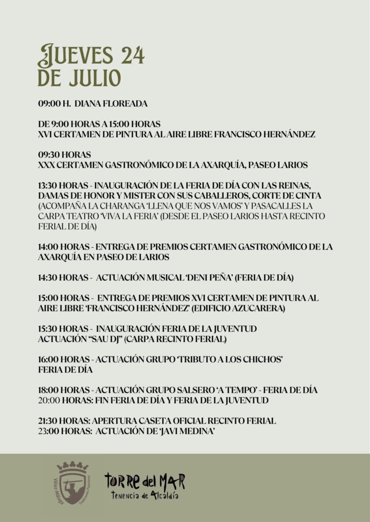 torre del mar fair 2025 programme