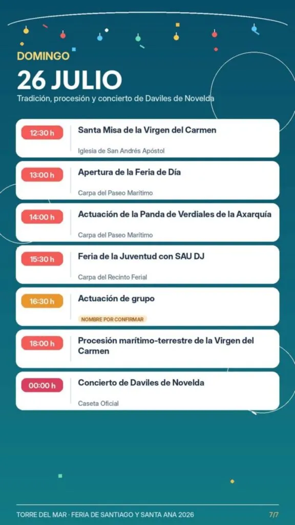 torre del mar fair 2026 programme