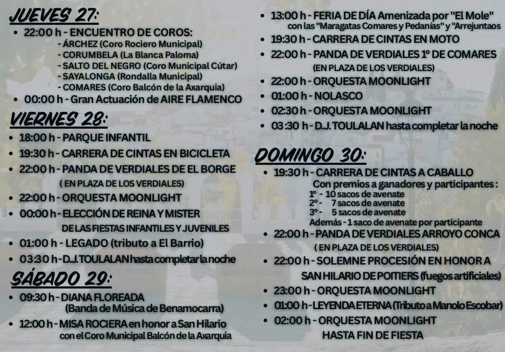 feria de comares 2026 programa