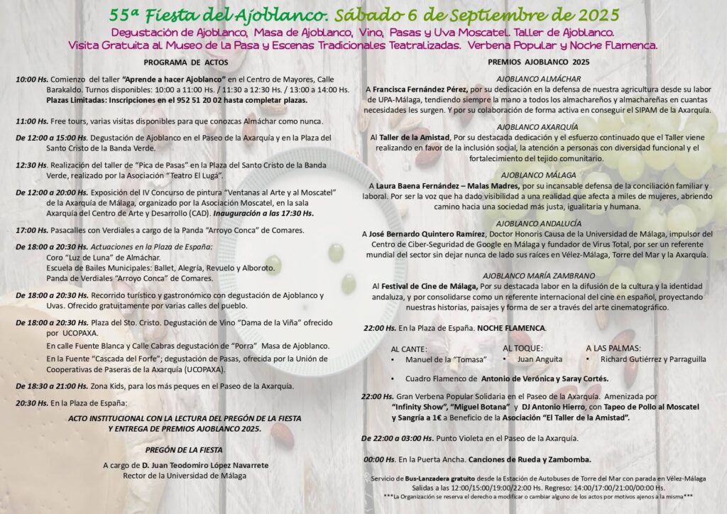 fiesta del ajoblanco almachar 2025 programa actuaciones