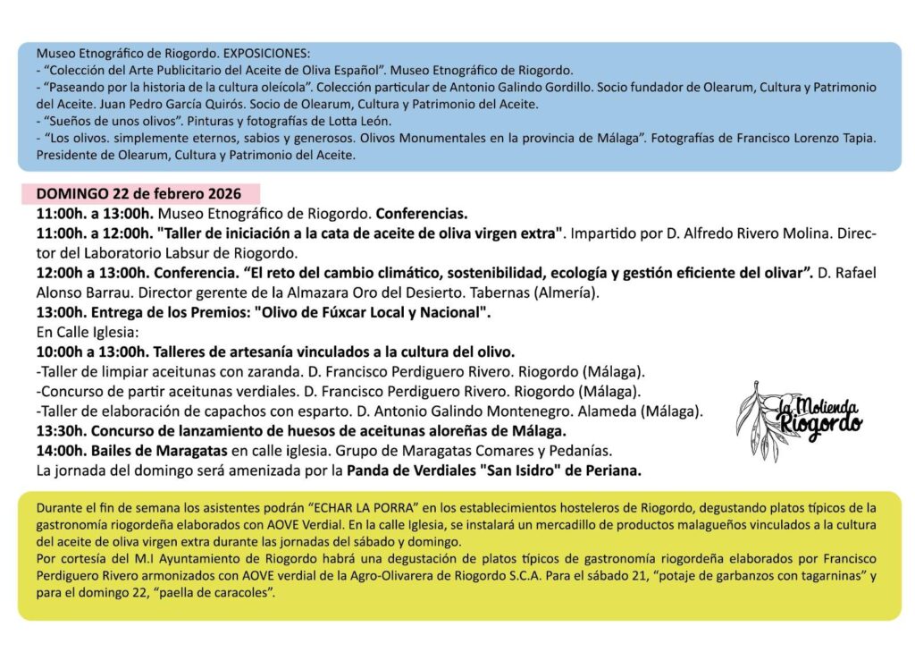 riogordo molienda 2026 programacion y actuaciones