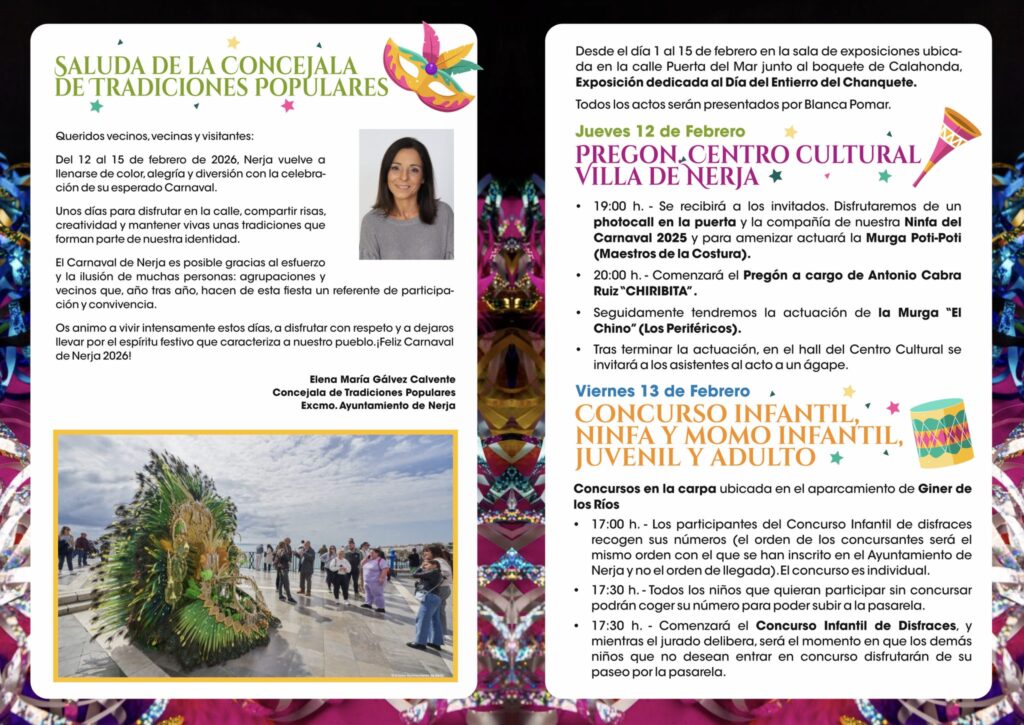 carnaval de nerja 2026 programa actuaciones pasacalle