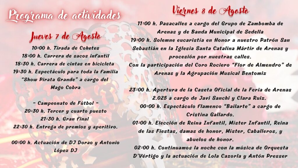 arenas fair 2025 programme