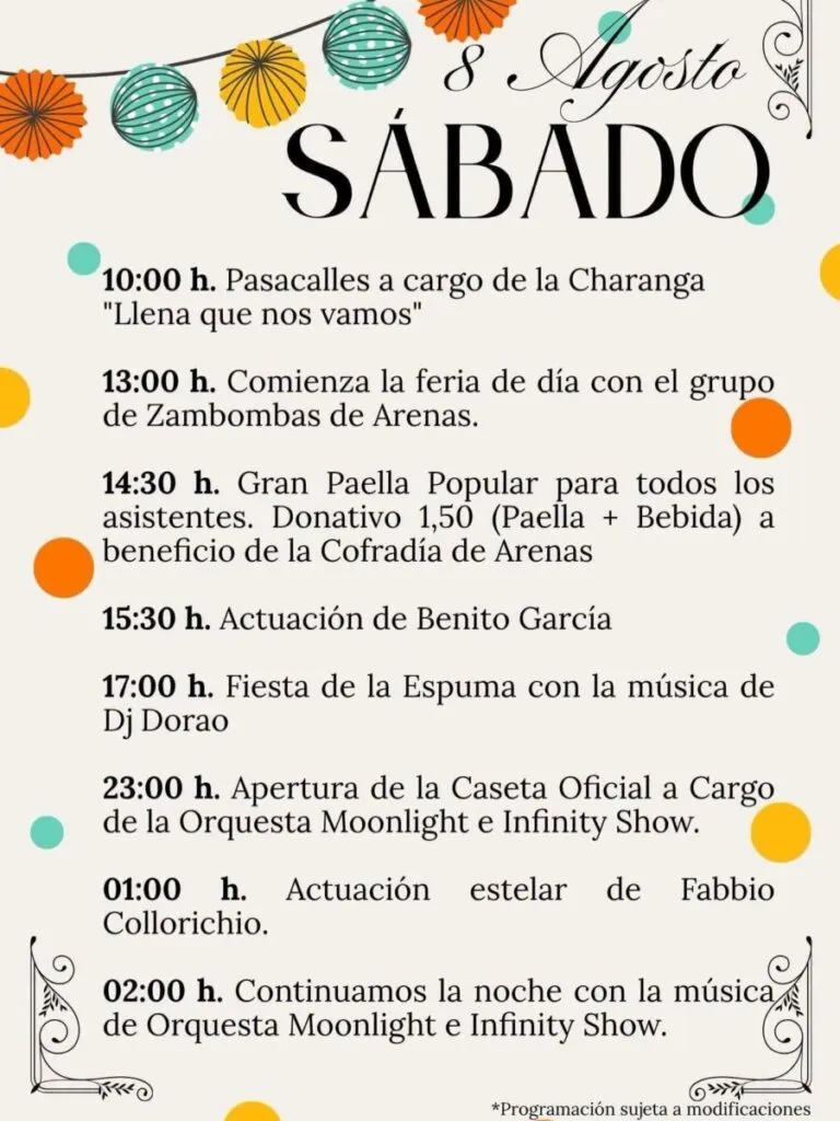 arenas fair 2026 schedule