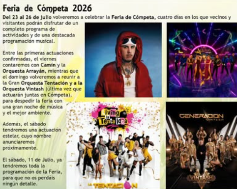 feria de competa 2026 programa actuaciones