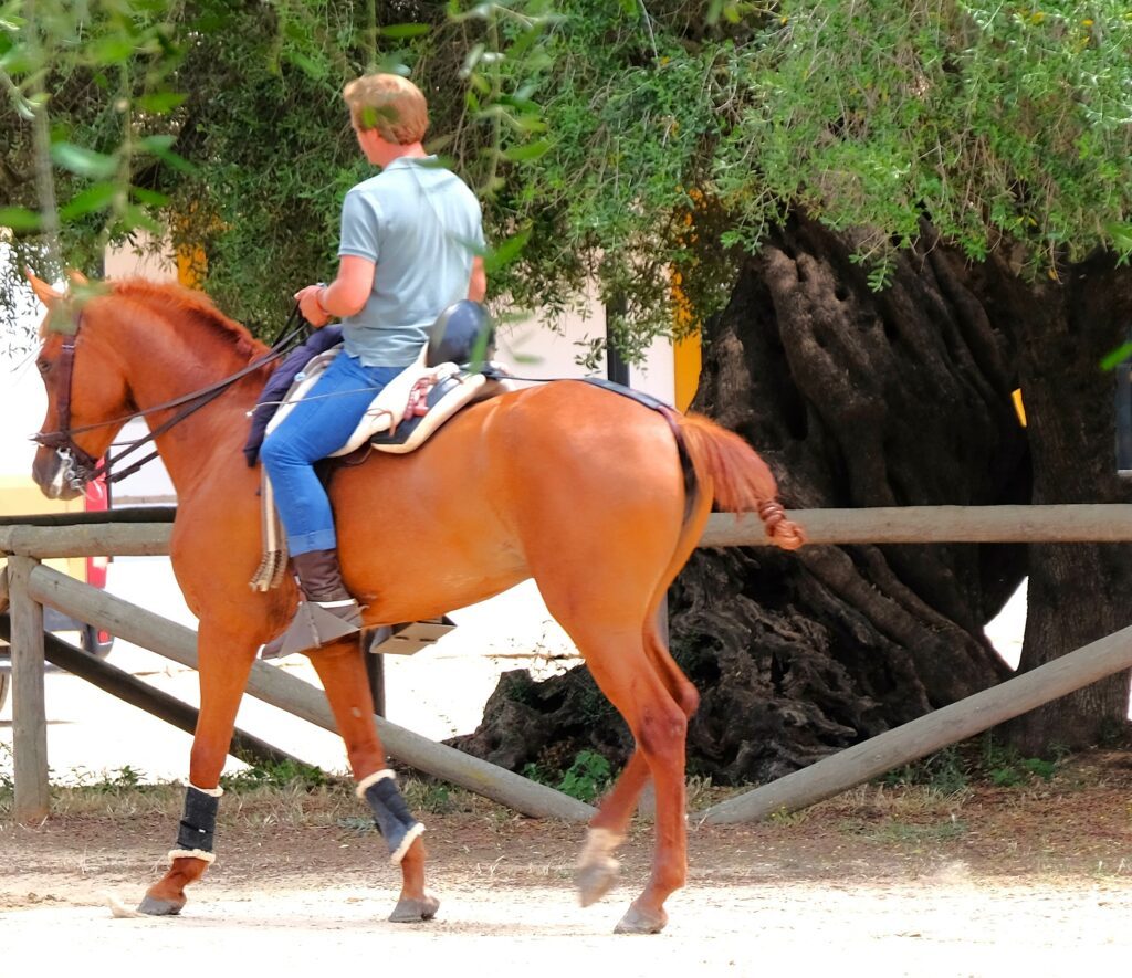 un uomo a cavallo Plaza del acebuche a El Rocio